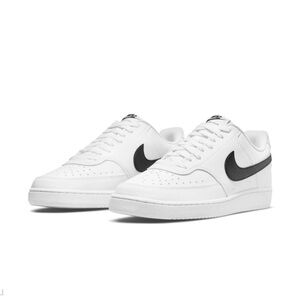 Men’s Nike White and Black Court Vision Low Sneakers | 8